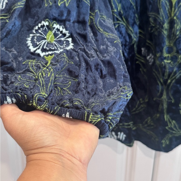 Anthropologie Blue and Light Green Detail Top - Picture 4 of 8